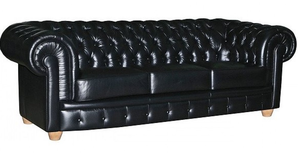 Черный кожаный диван в гостиную